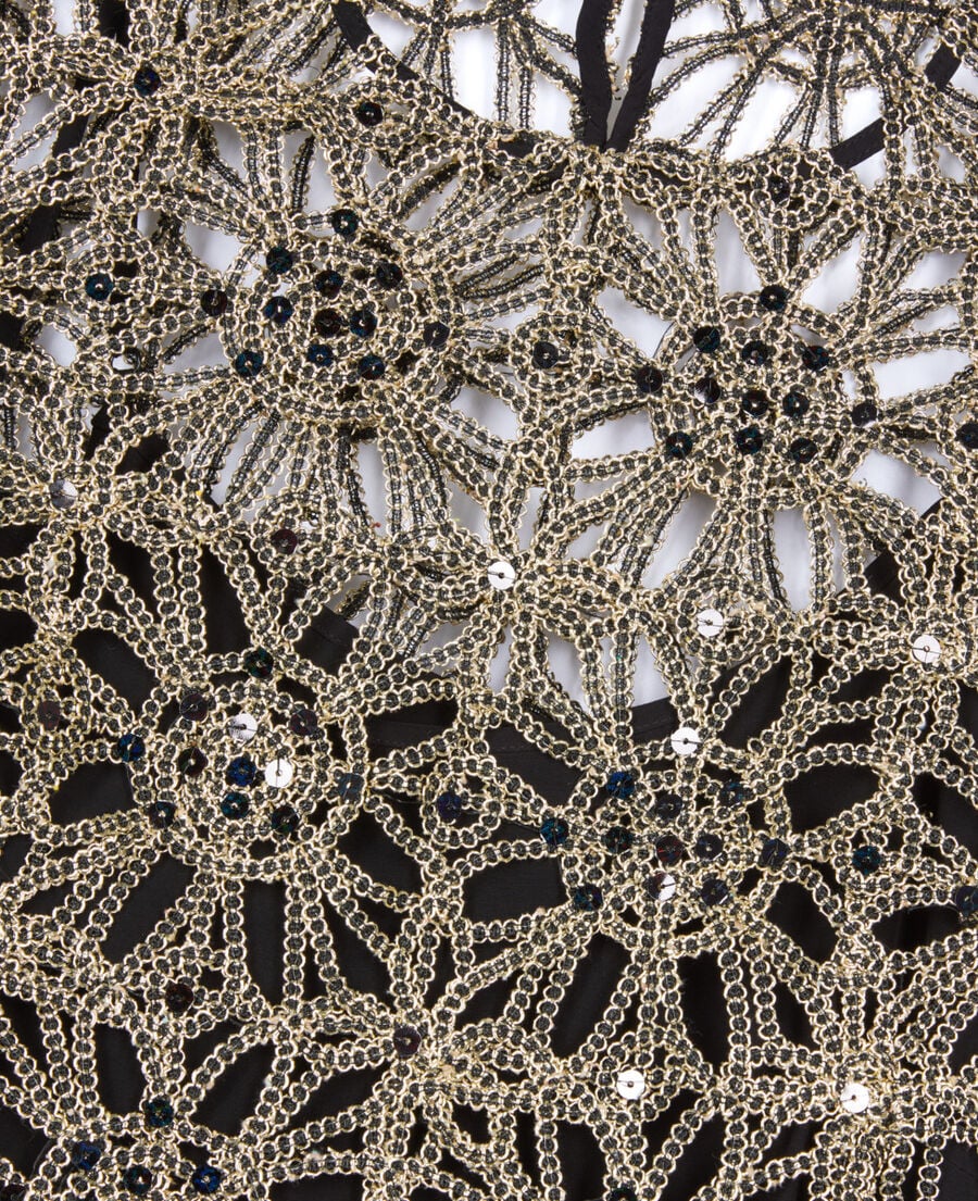 The Kooples FEMME ANTIC GOLD robe courte en guipure dor&eacute;e