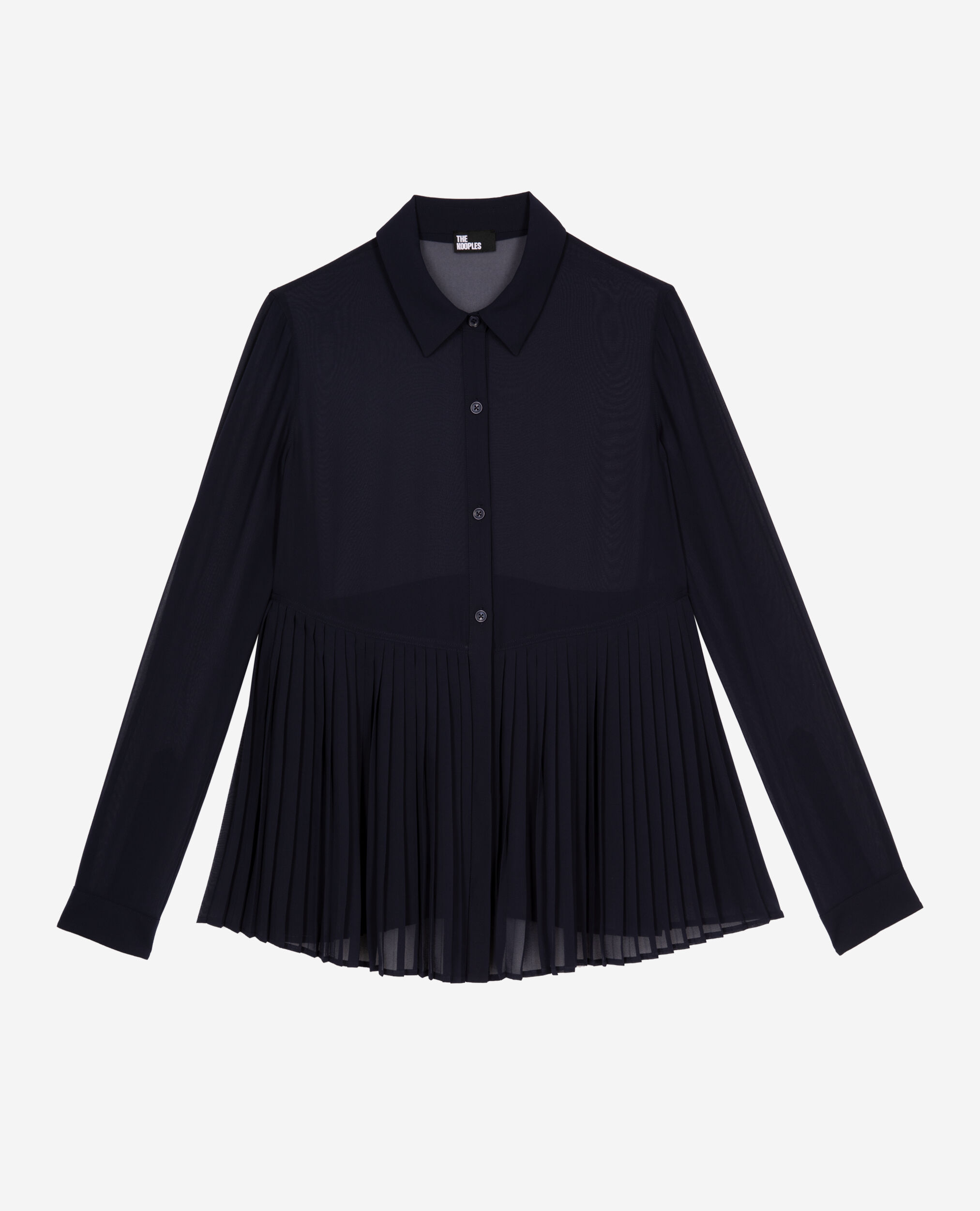 Navy blue pleated shirt, NAVY, hi-res image number null