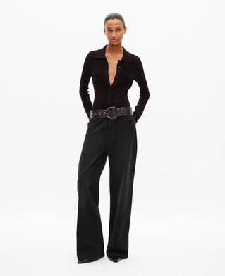 The Kooples WOMEN BLACK black rib-knit bodysuit