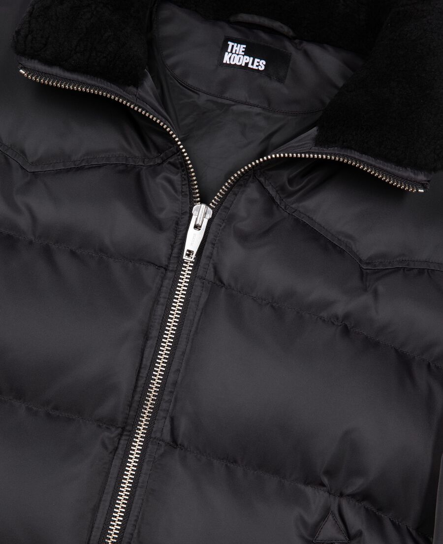 The Kooples H STONE down jacket with gray fur-effect collar