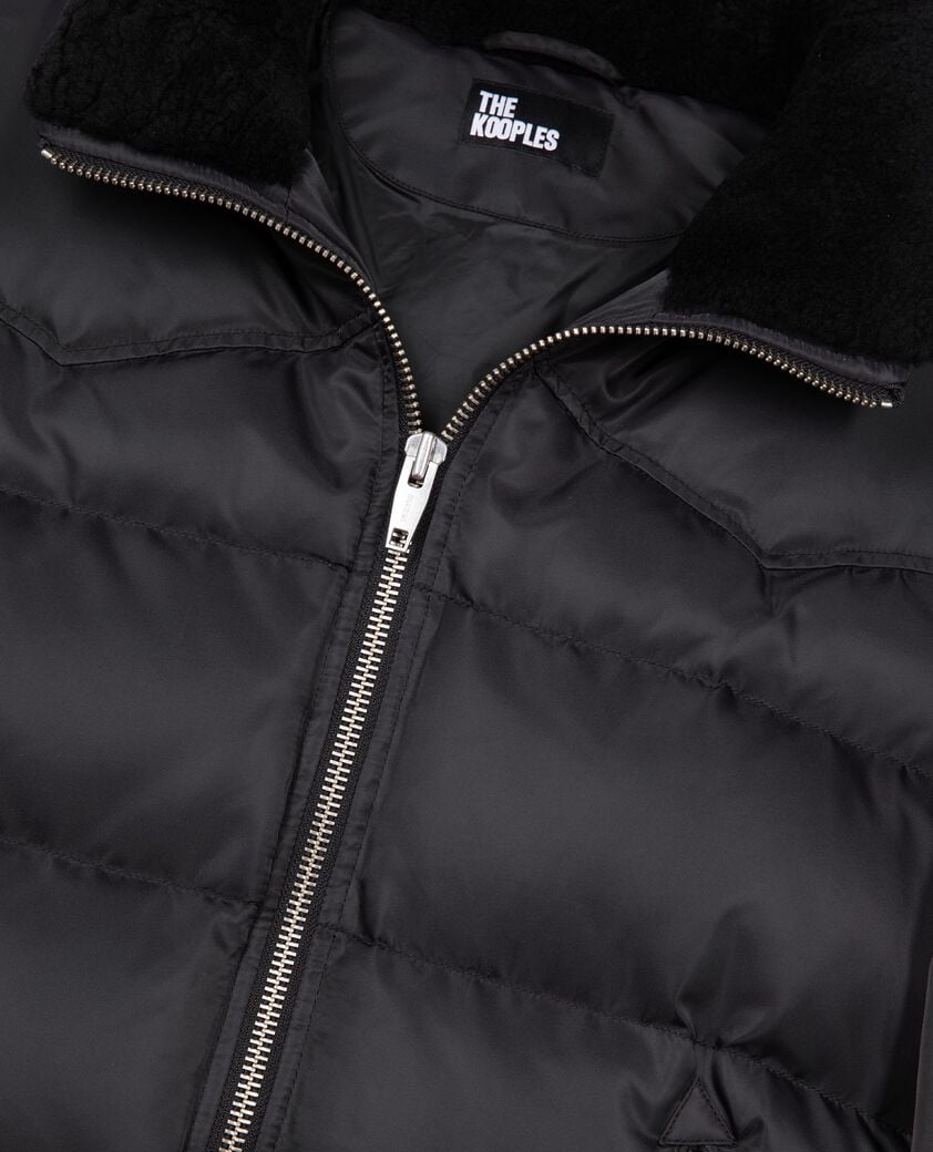 The Kooples HOMBRE STONE chaqueta de plumas con cuello efecto pelo gris