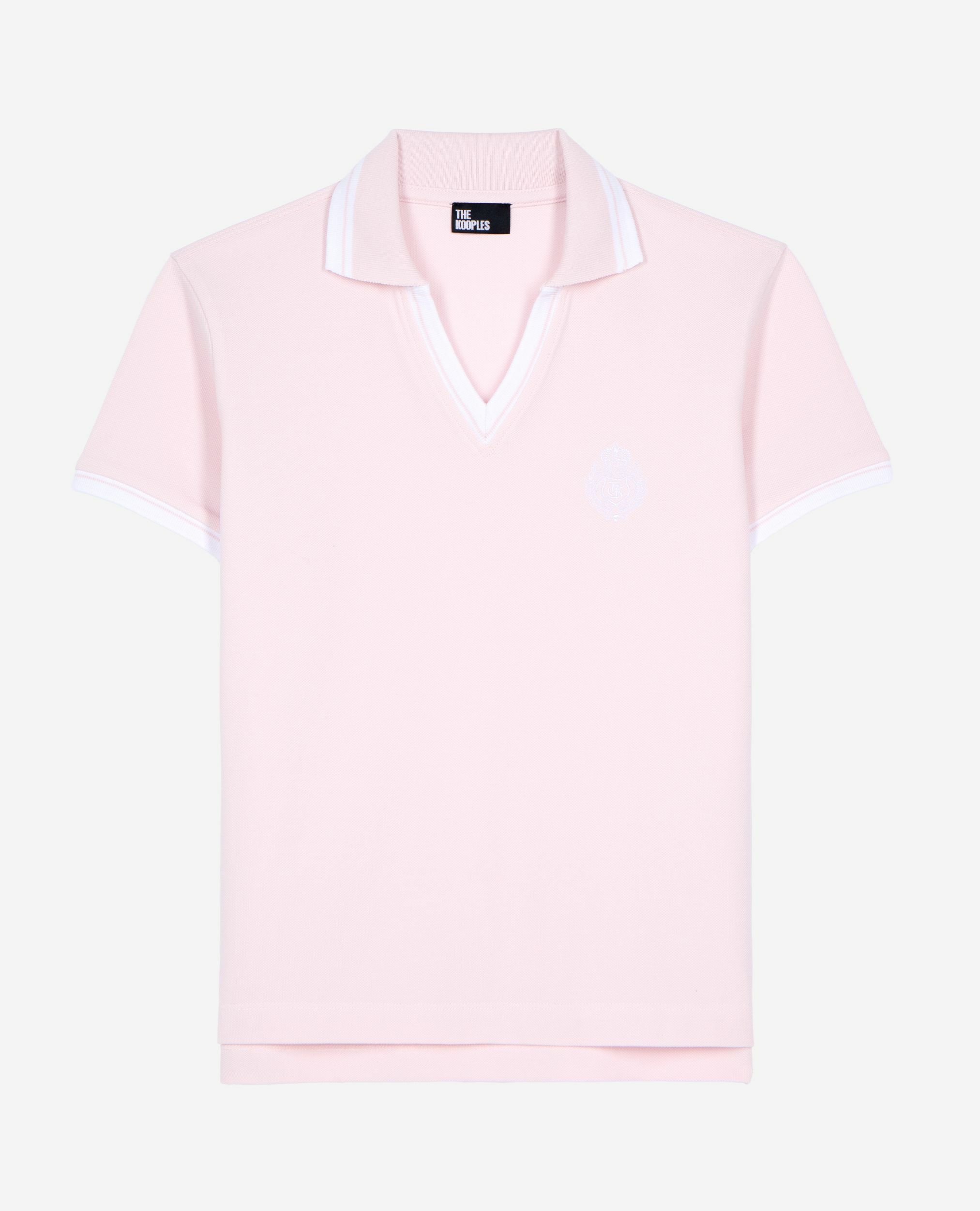 Pale pink V-neck polo shirt, LILA, hi-res image number null