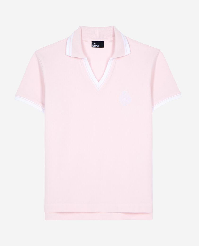 The Kooples MUJER LILA camisa polo cuello v rosa pálido