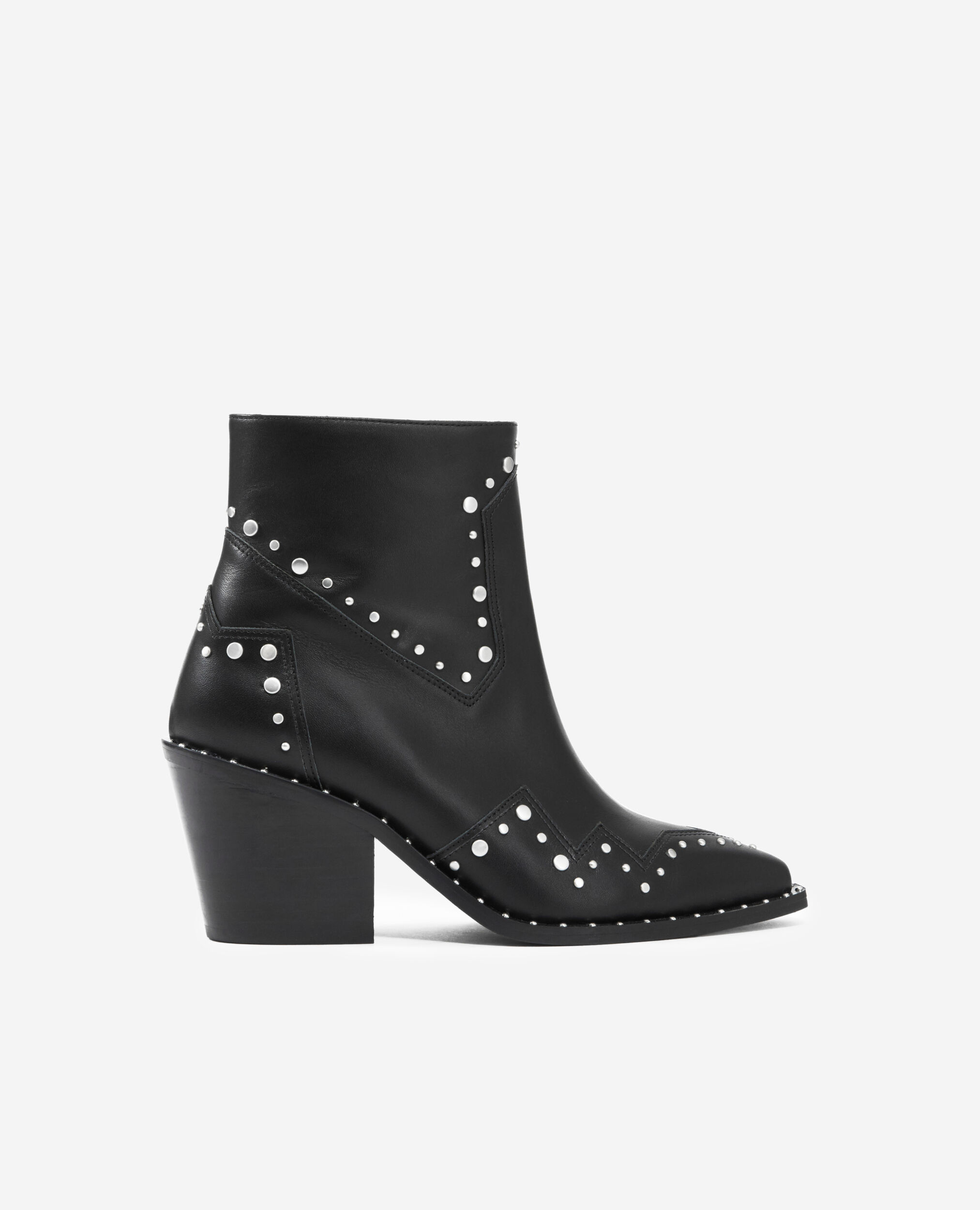 Heeled leather boots, BLACK, hi-res image number null