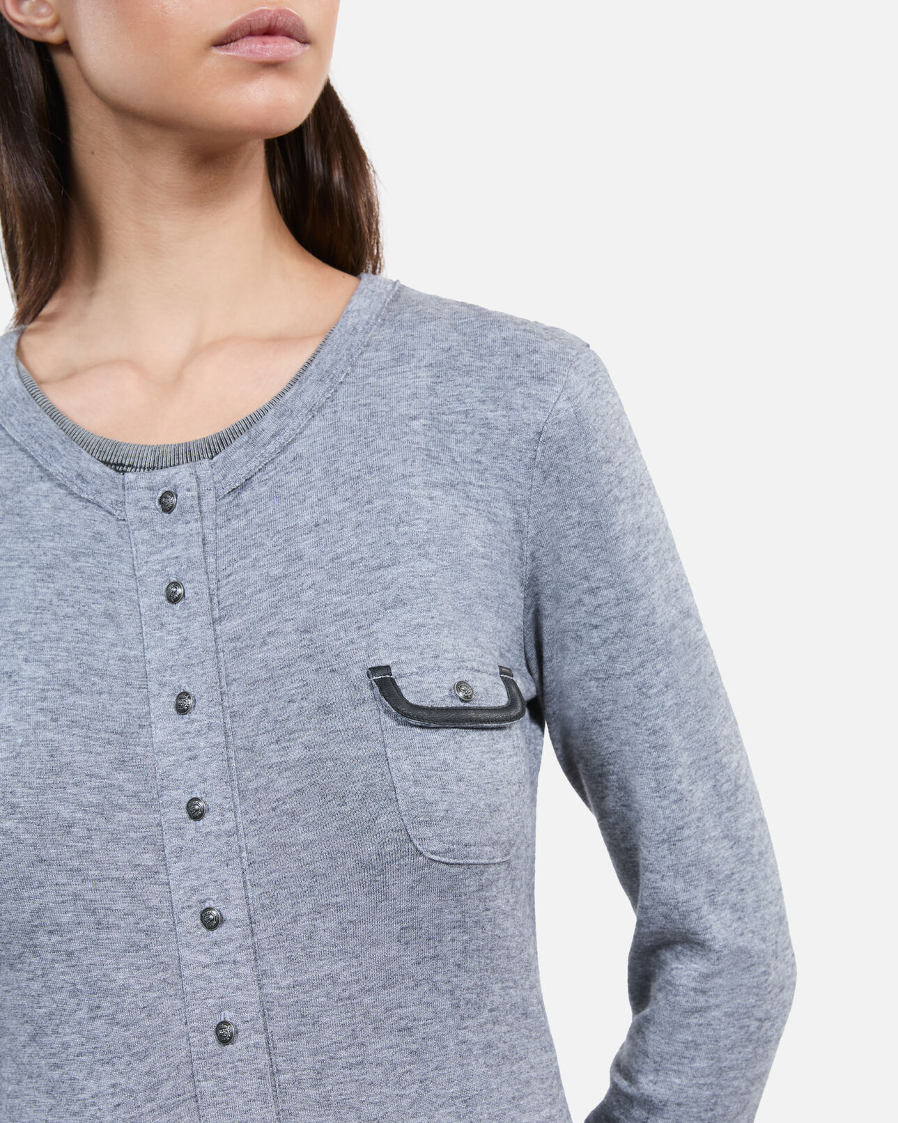 The Kooples WOMEN GREY MELANGE grey long-sleeved t-shirt