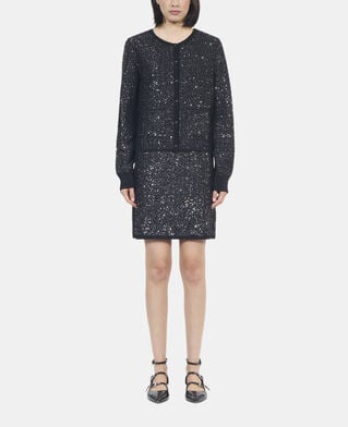 The Kooples DAMEN BLACK schwarze strickjacke mit pailletten