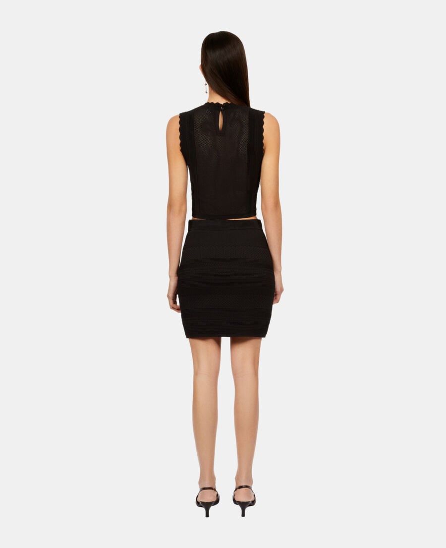 The Kooples FEMME BLACK jupe courte en maille noire