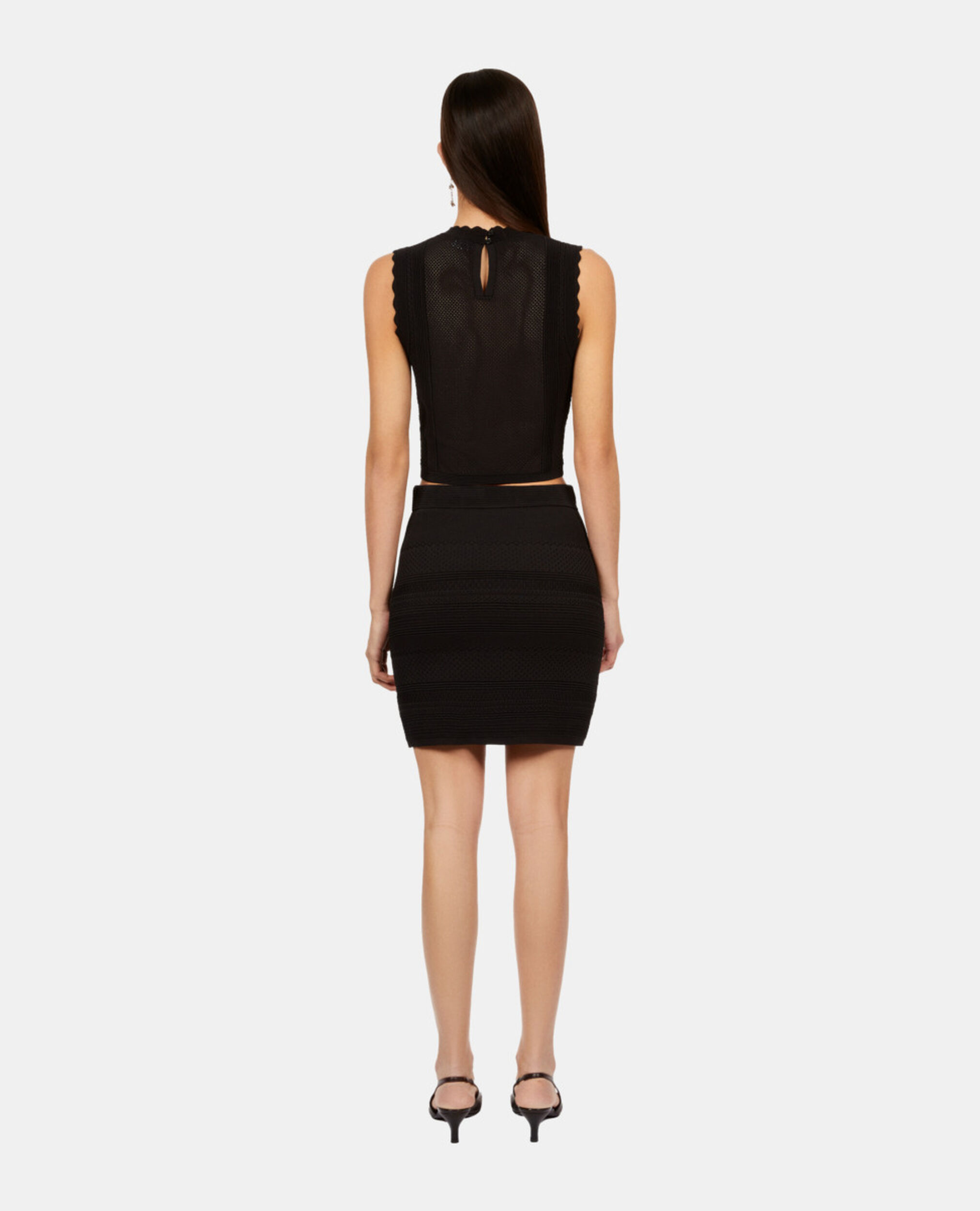 Jupe courte en maille noire, BLACK, hi-res image number null