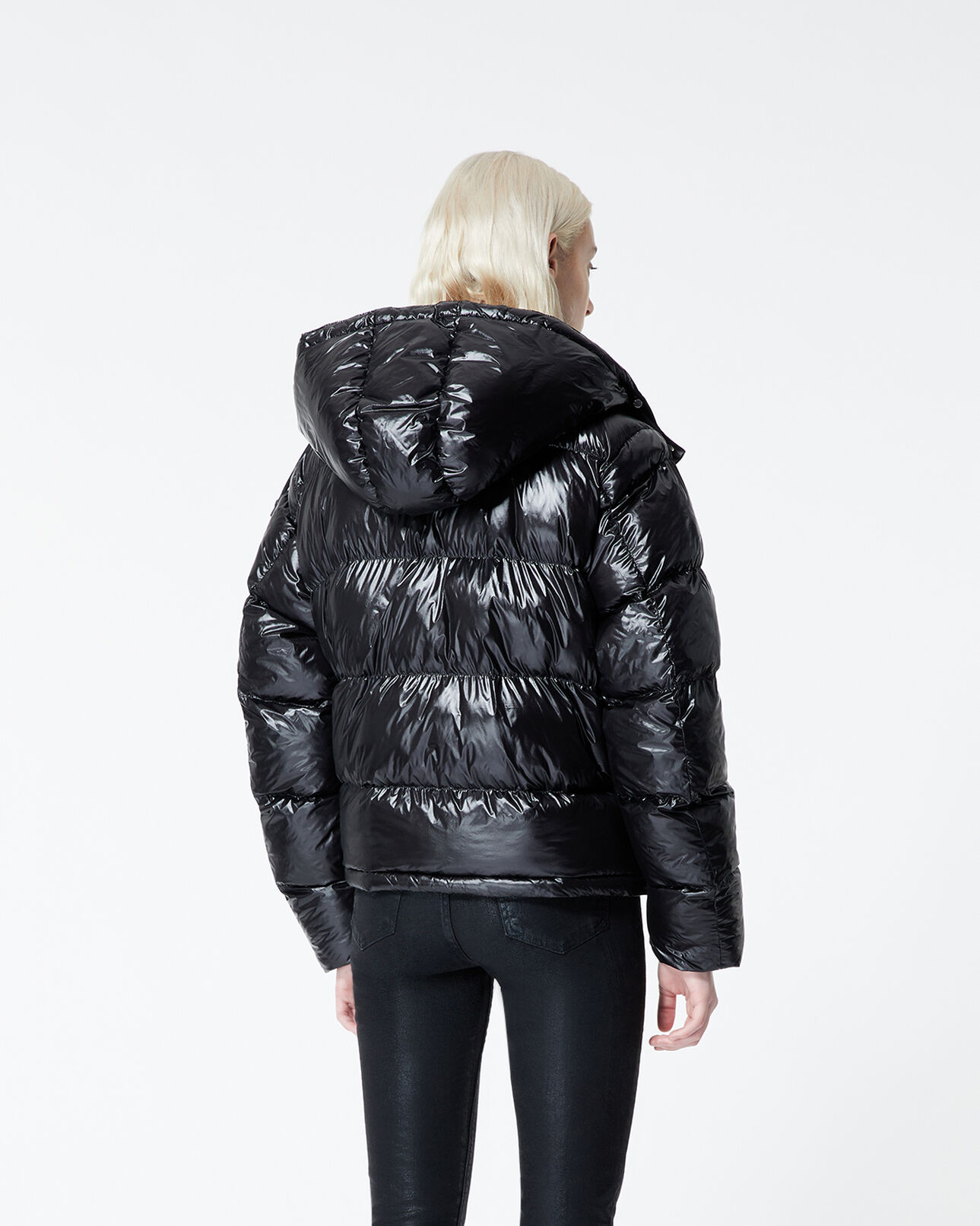 The Kooples FEMME BLACK doudoune noire col cuir