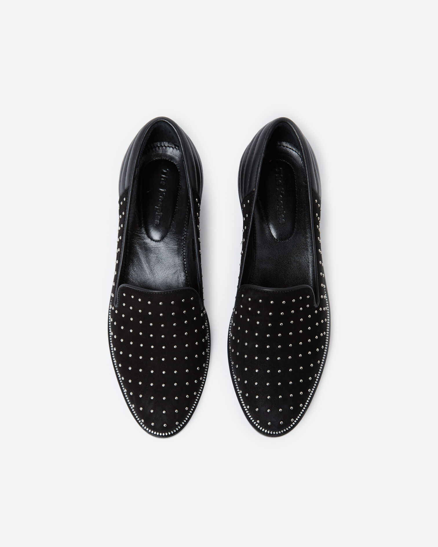 Leder-Slipper mit Nietenverzierung, BLACK, hi-res image number null