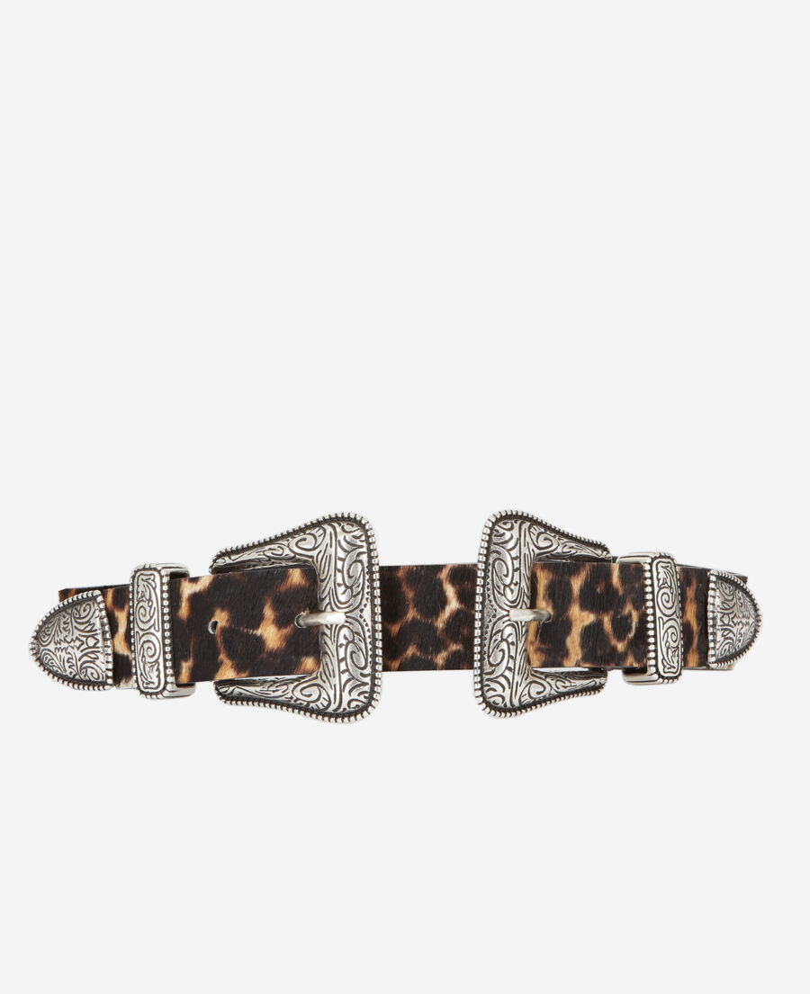 The Kooples WOMEN LEOPARD leopard print leather belt