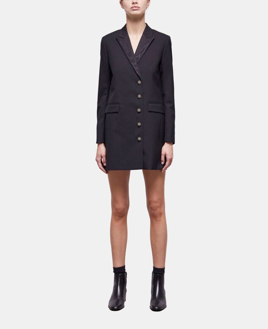 The Kooples FEMME BLACK robe courte en laine noire