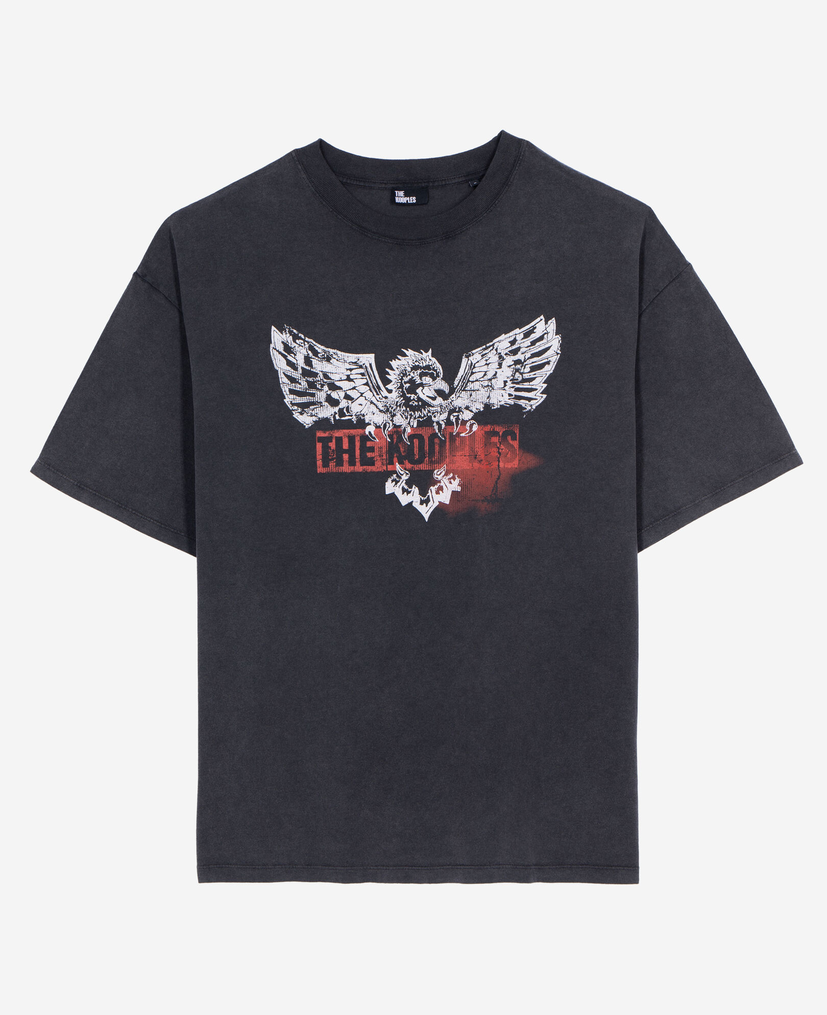 The Kooples HOMBRE BLACK WASHED camiseta serigrafiada negra