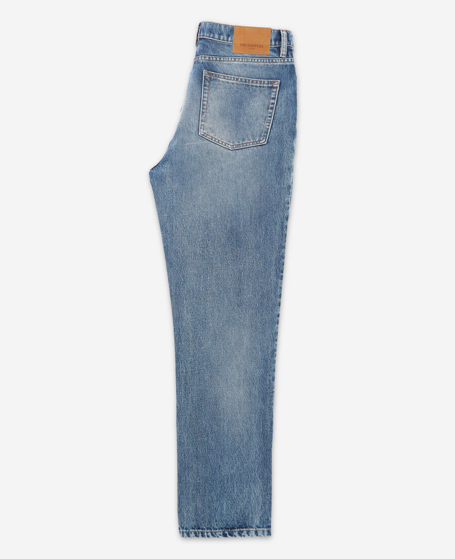 straight-cut faded retro blue jeans