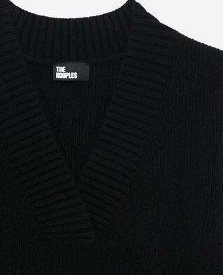 The Kooples DAMEN BLACK pullover mit v-ausschnitt aus merinowolle schwarz