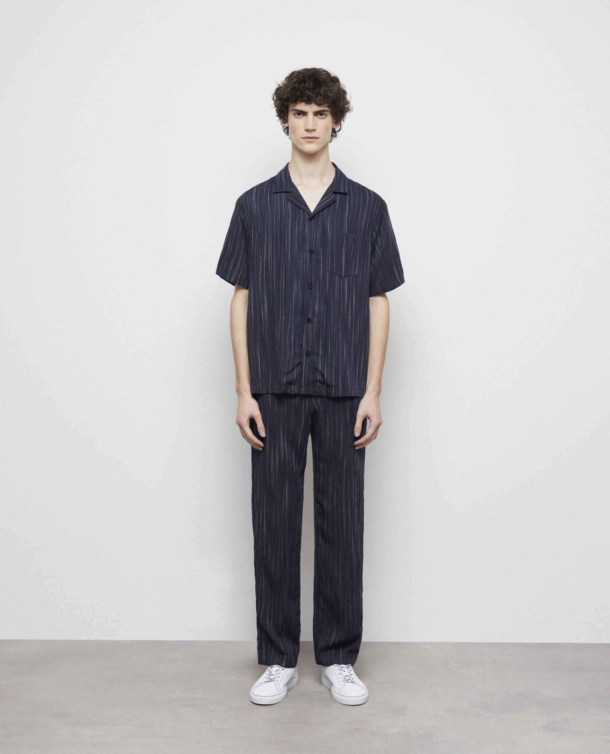 Camisa rayas azul marino, DARK NAVY-ECRU, hi-res image number null
