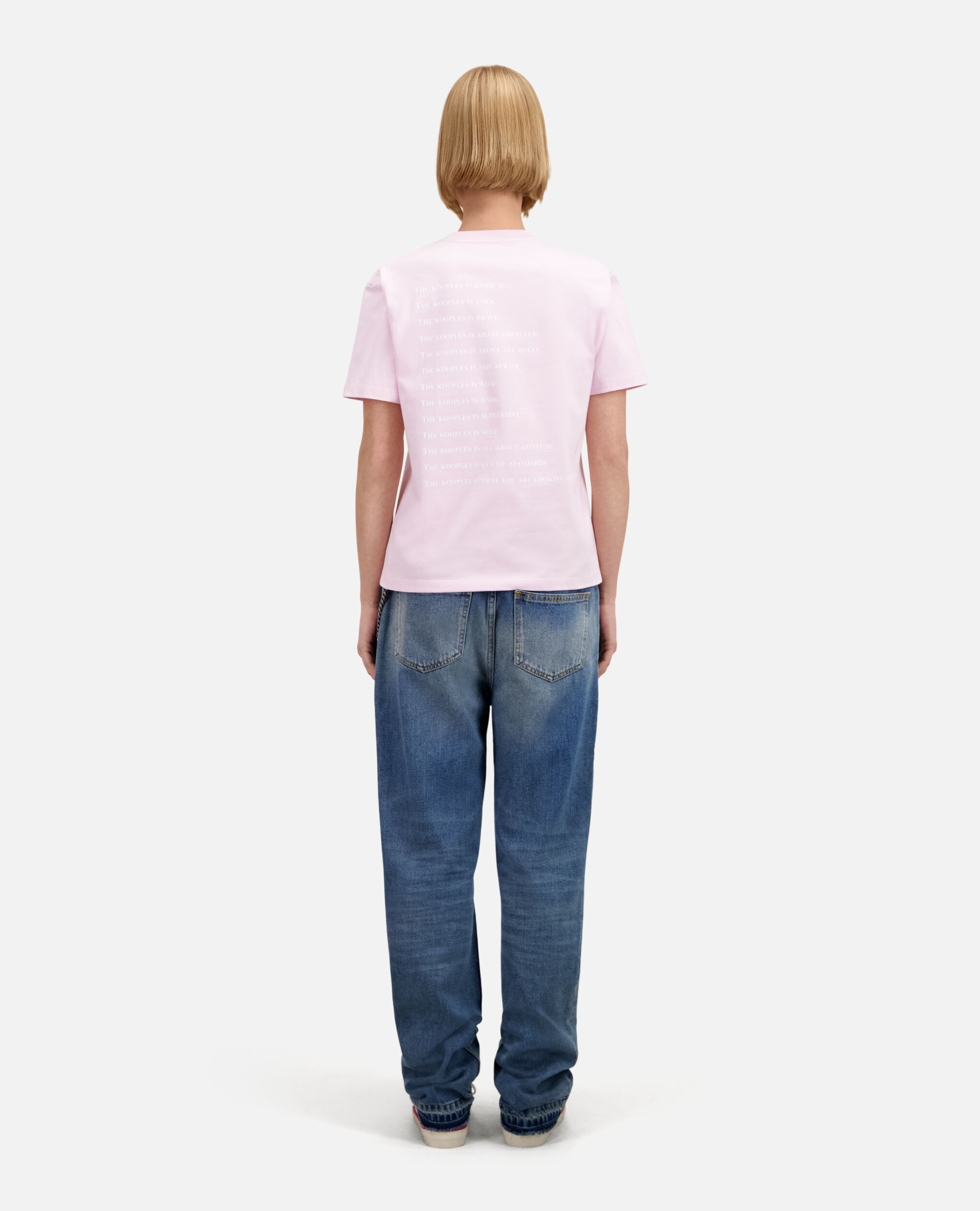 Rosa T-Shirt Damen mit „What is“-Schriftzug, PALE PINK, hi-res image number null