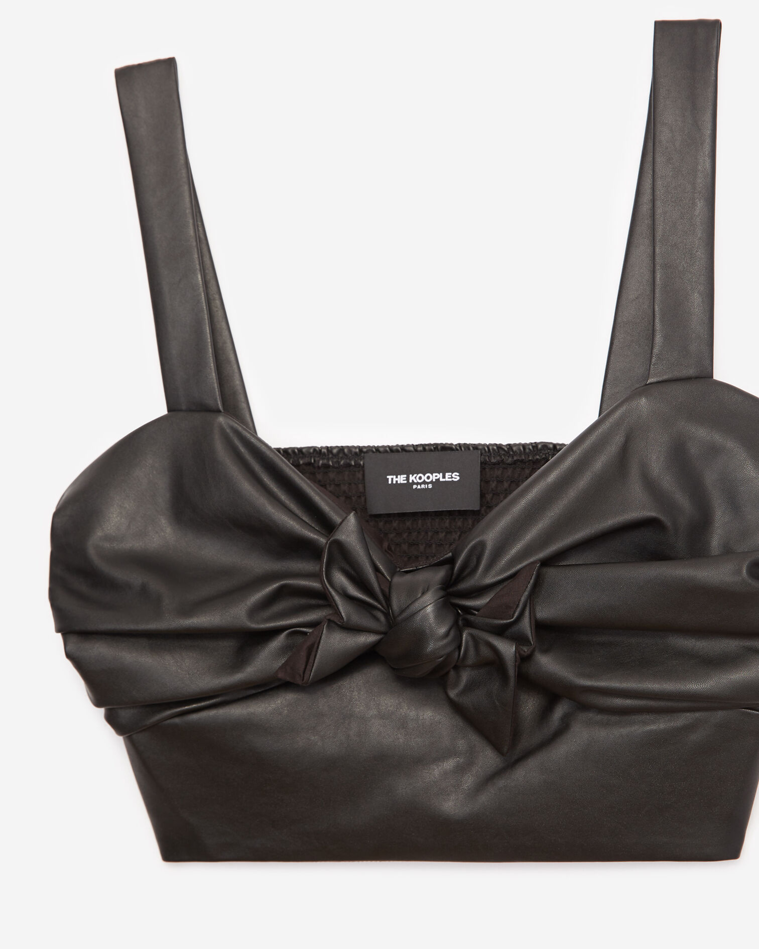 Leather-effect black bustier top with straps, BLACK, hi-res image number null