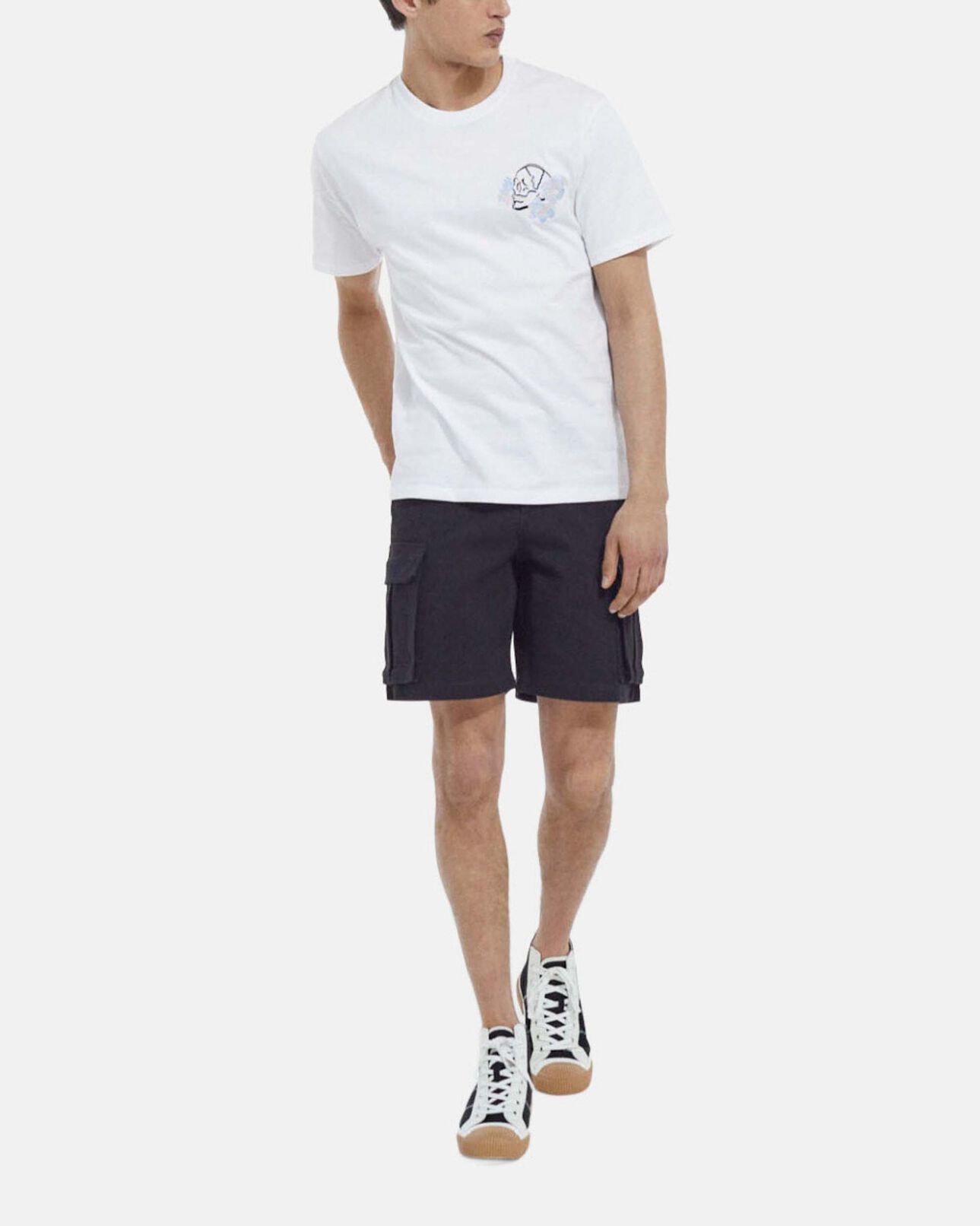 The Kooples MEN WHITE white printed t-shirt with skull and flowers