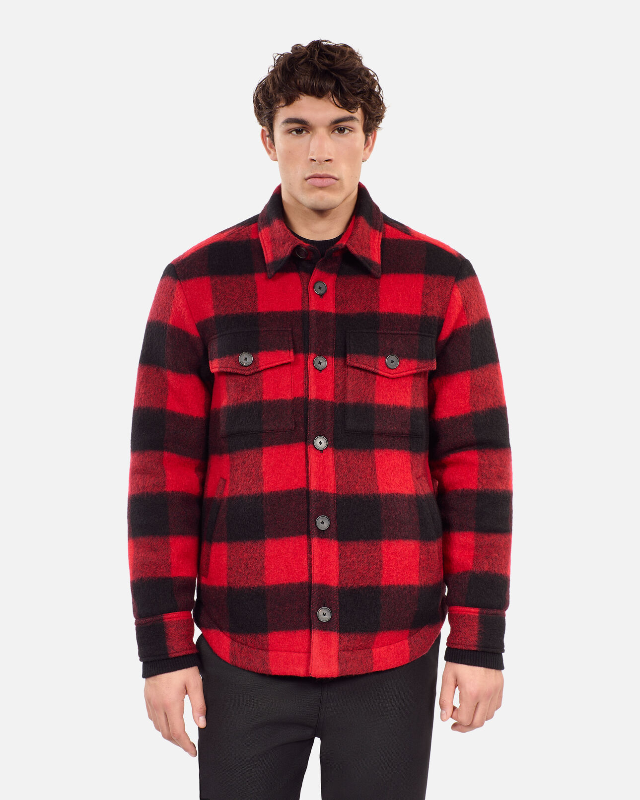 The Kooples MEN RED / BLACK overshirt-style checked jacket