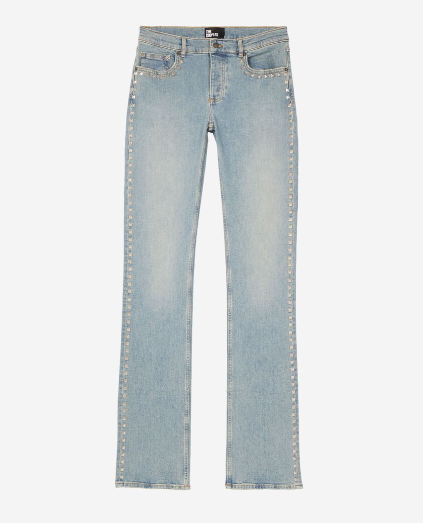 The Kooples WOMEN BABY BLUE long slim jeans with blue studs