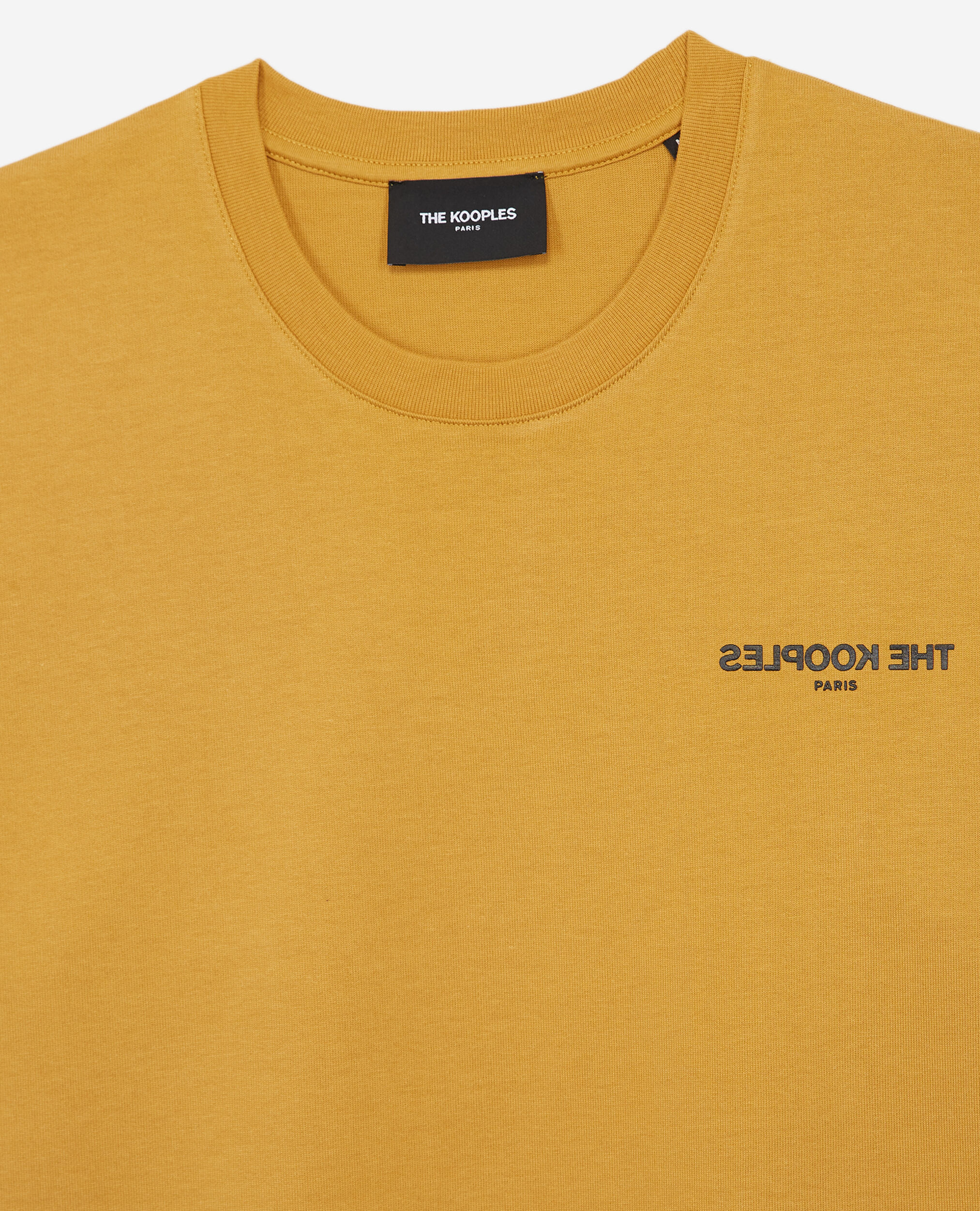Mustard cotton T-shirt with logo The Kooples, MUSTARD, hi-res image number null