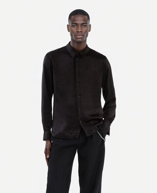 The Kooples HERREN BLACK schwarzes jacquardhemd mit musik-print