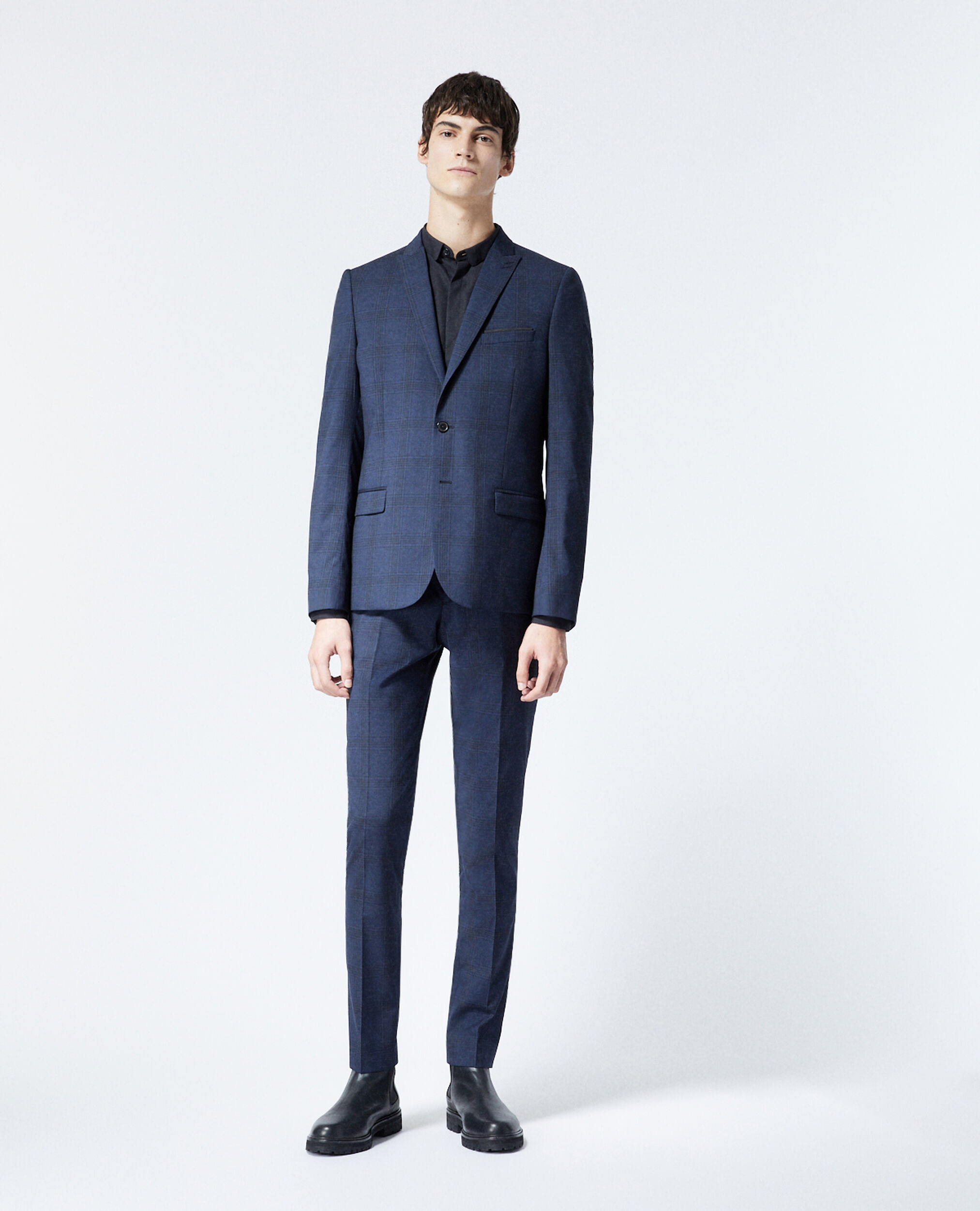 Veste laine bleu marine à carreaux, NAVY, hi-res image number null