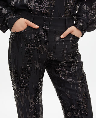 The Kooples F BLACK black sequinned flare pants