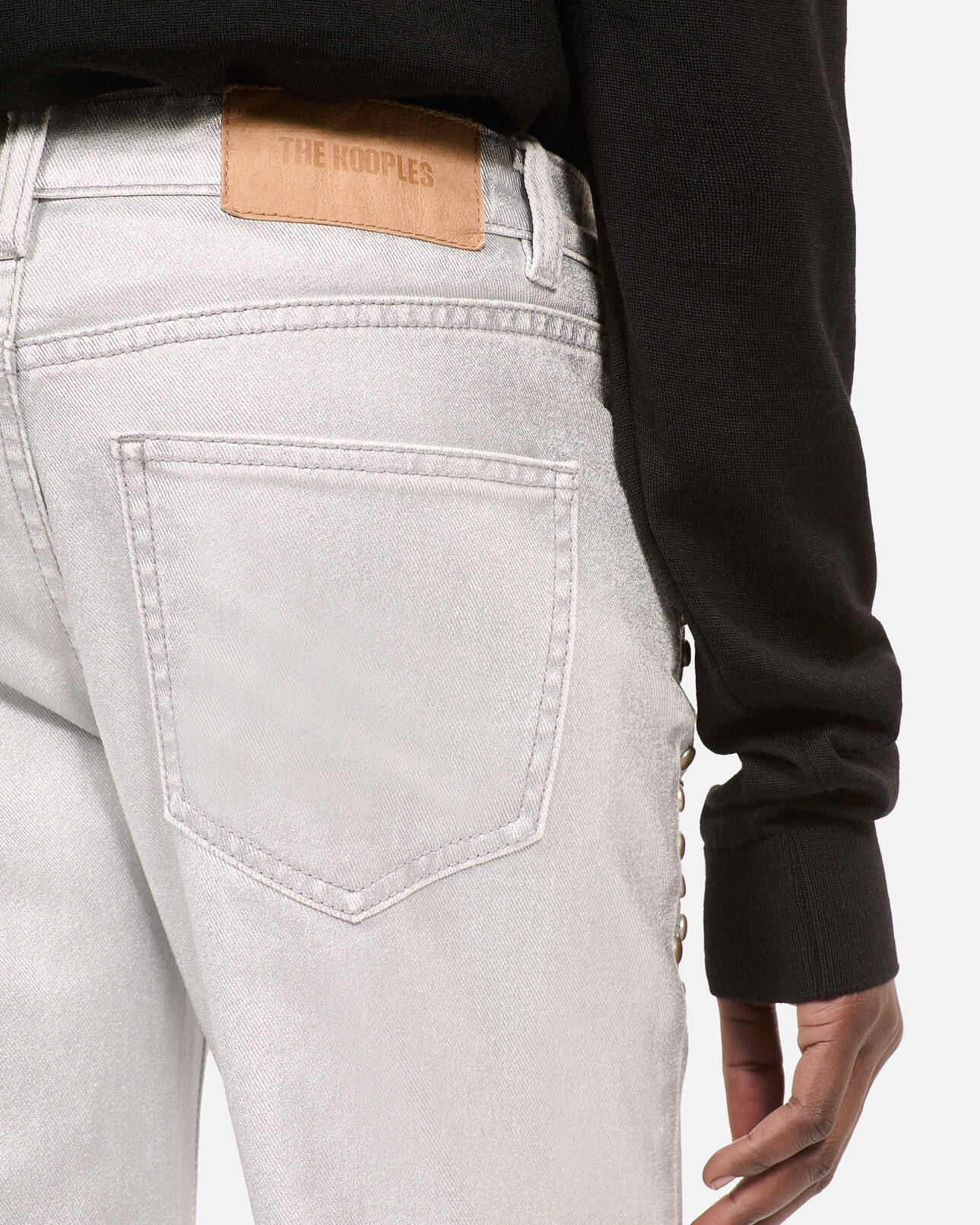 The Kooples WOMEN 52 ARGENT VIEILLI CORNE silver straight studded jeans