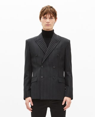 The Kooples HOMME BLACK GREY veste à rayures croisée noire