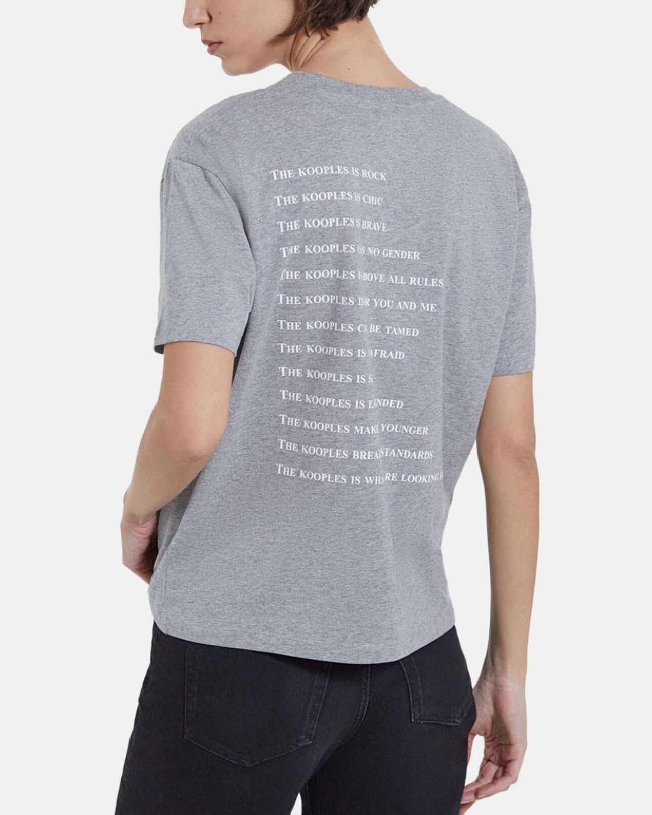 The Kooples FEMME GREY MELANGE t-shirt gris chiné coton motif what is
