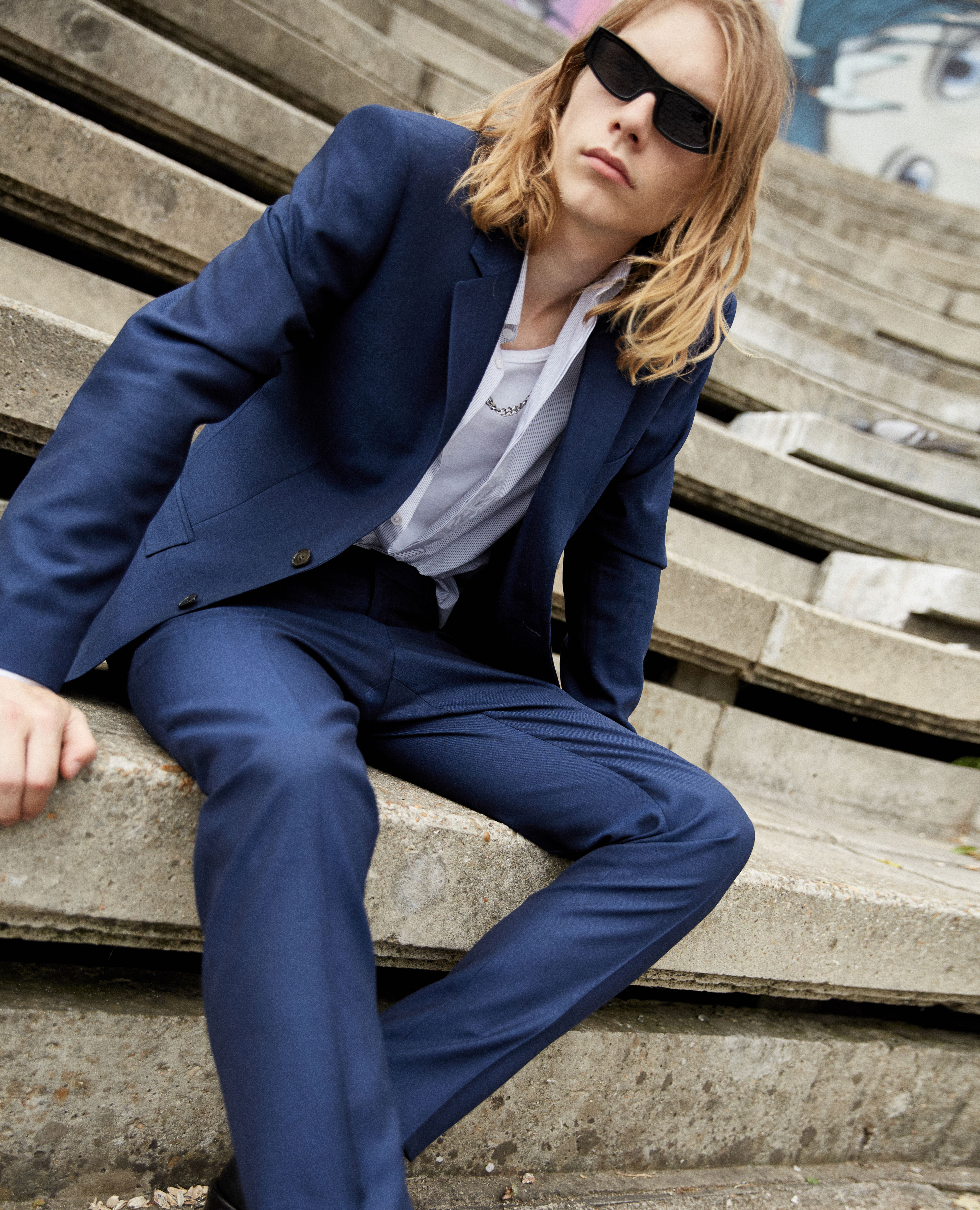 Veste de costume laine bleu soutenu