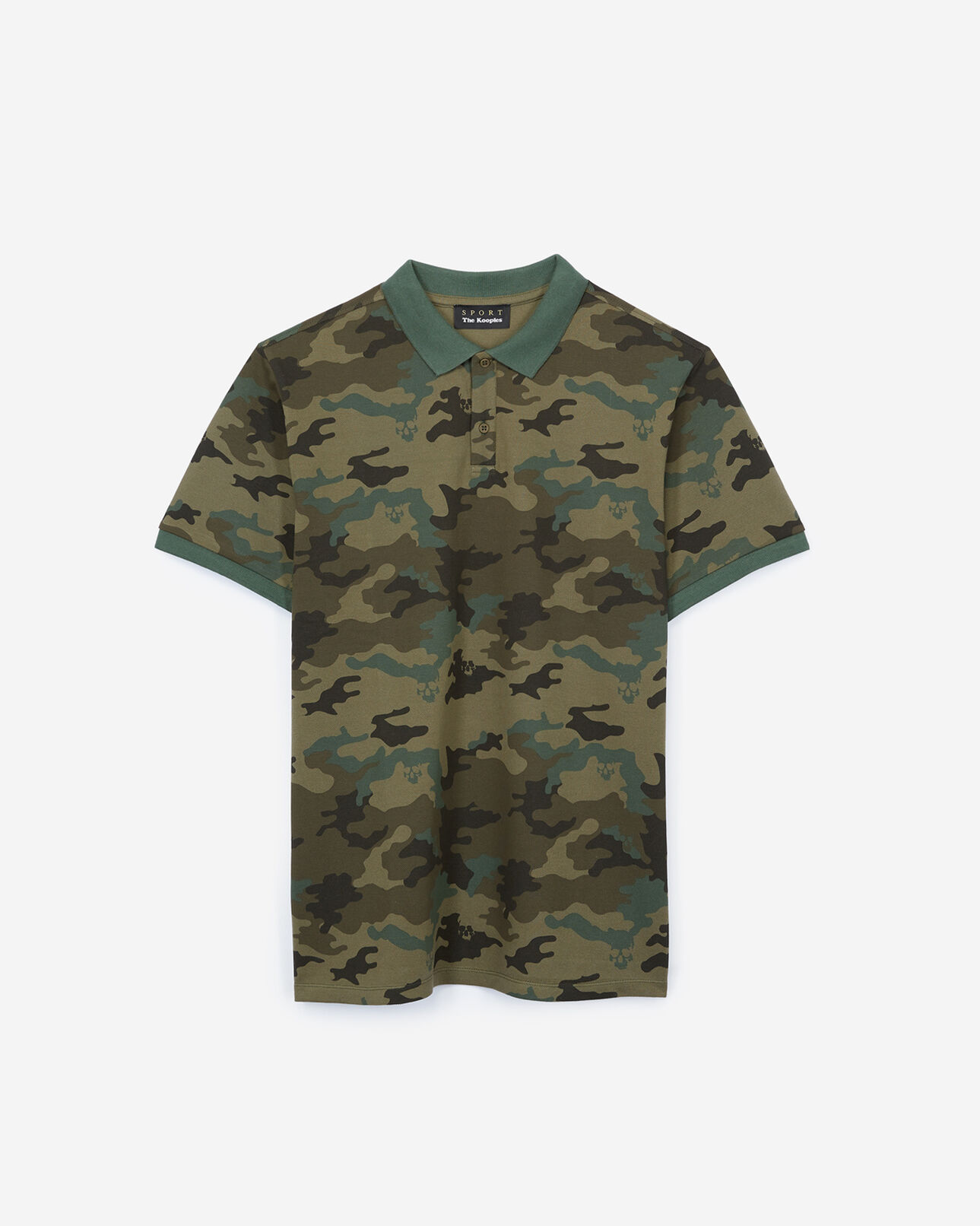The Kooples MEN KAKI cotton piqué polo with camouflage print