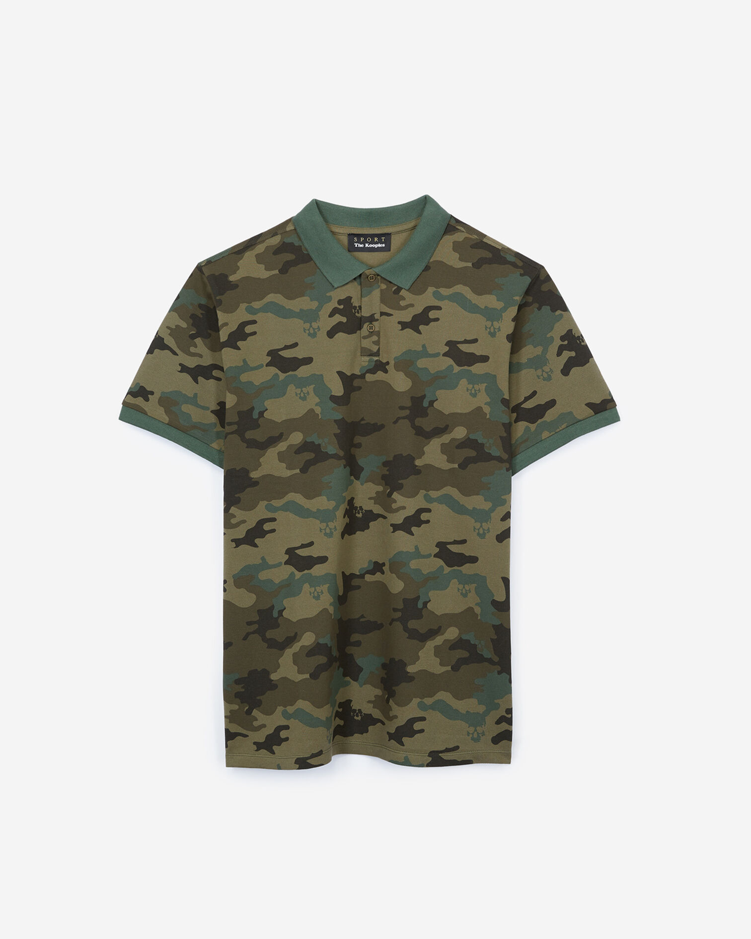 Cotton piqué polo with camouflage print, KAKI, hi-res image number null