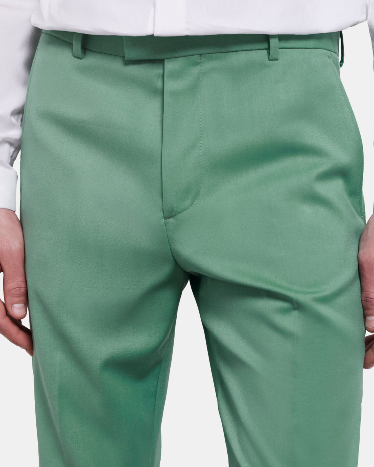 Pantalon de costume vert en laine, GREEN, hi-res image number null