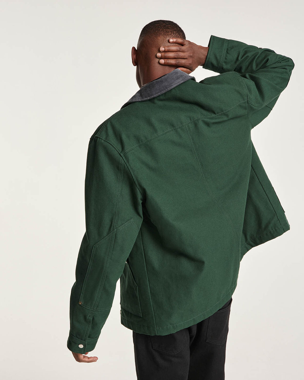 The Kooples MEN FOREST green cotton jacket contrasting gray collar
