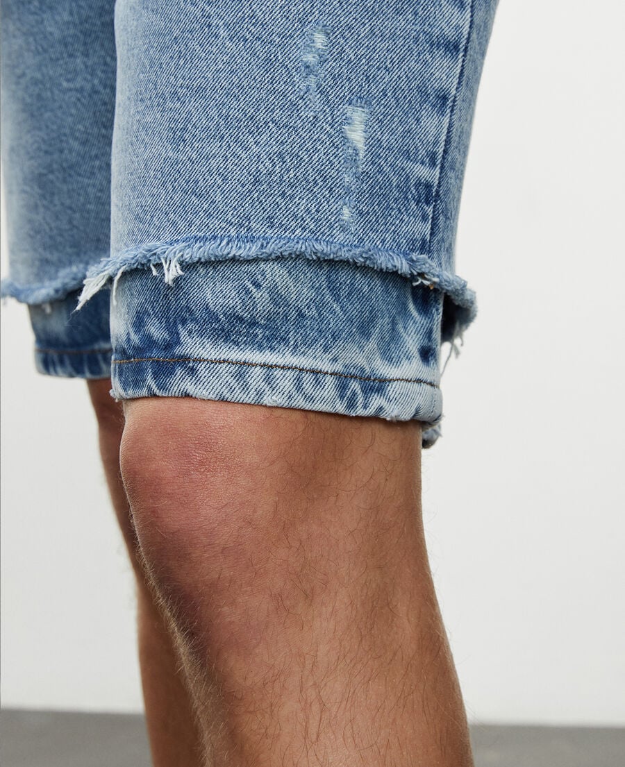 The Kooples H BLUE DENIM faded blue denim shorts 