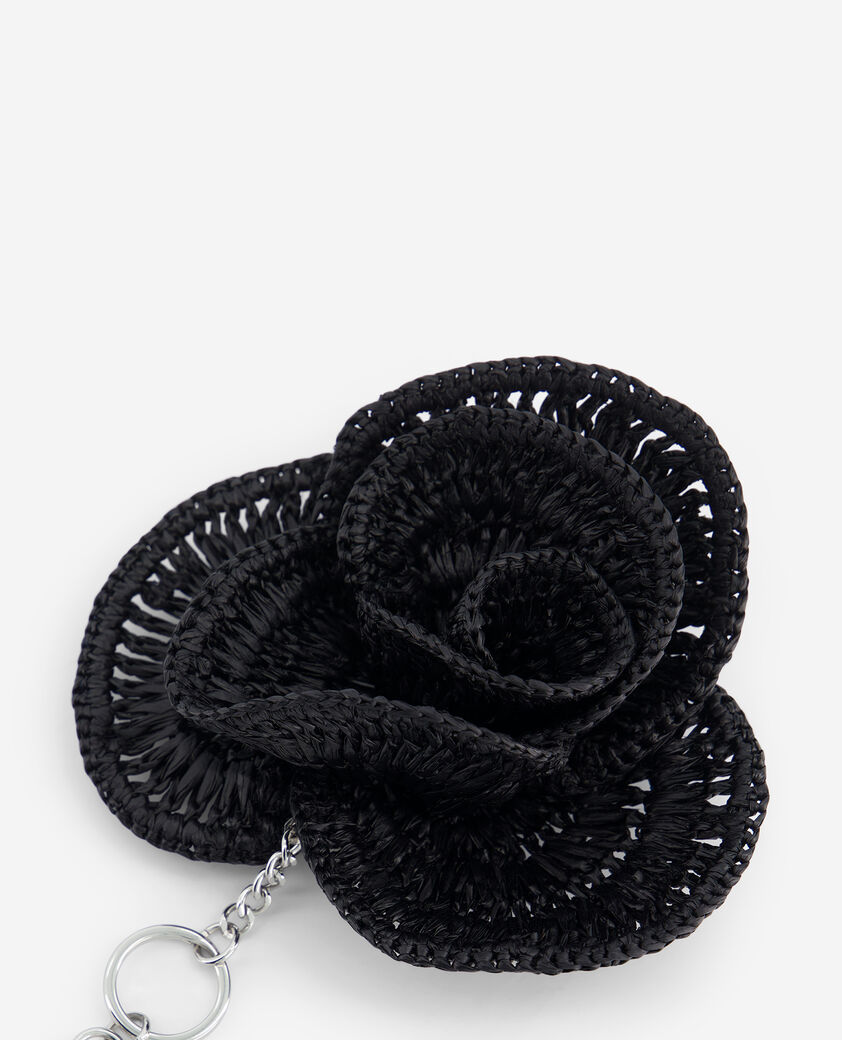 The Kooples FEMME BLACK bijou de sac fleur en raphia noir