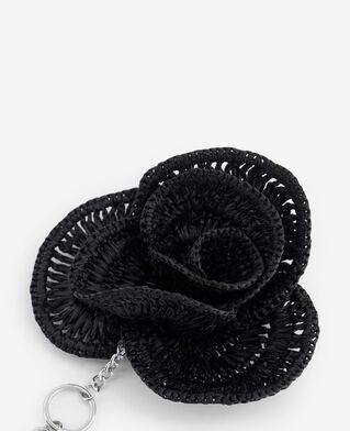 The Kooples FEMME BLACK bijou de sac fleur en raphia noir