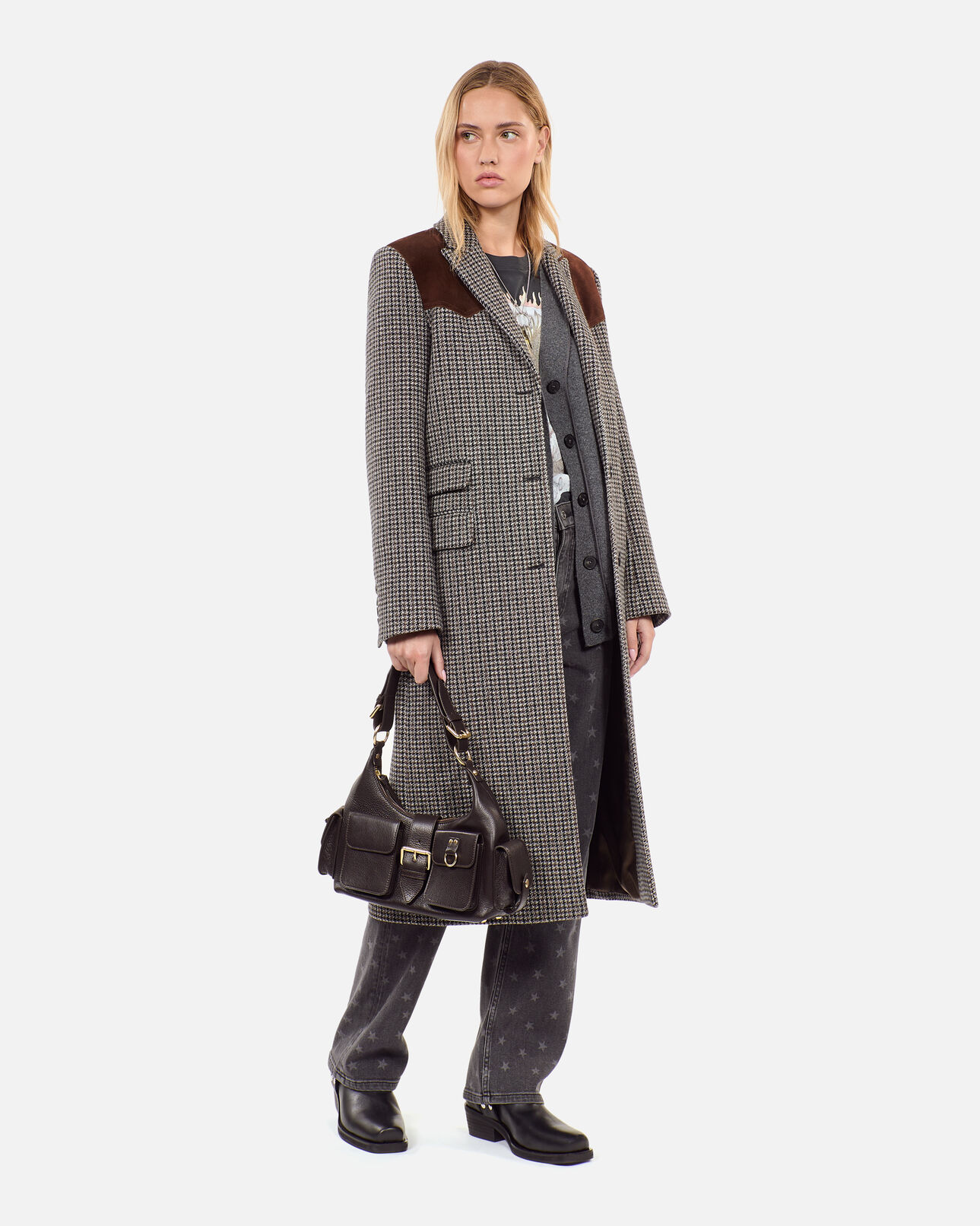 The Kooples FEMME BROWN sac amelia en cuir grainé marron