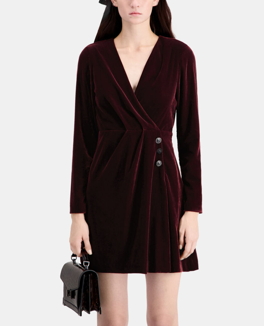 The Kooples FEMME BURGUNDY robe courte bordeaux en velours