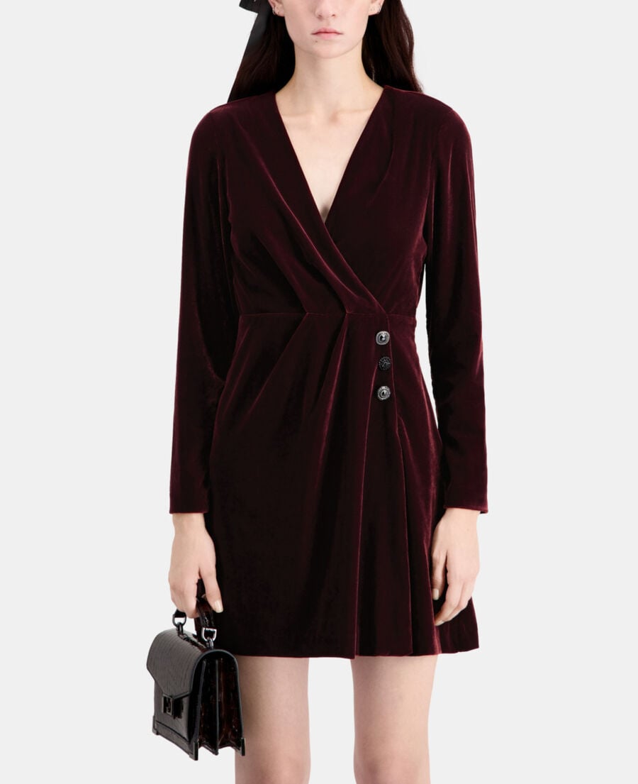 The Kooples FEMME BURGUNDY robe courte bordeaux en velours