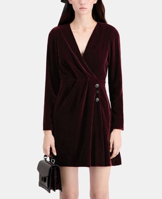 The Kooples FEMME BURGUNDY robe courte bordeaux en velours