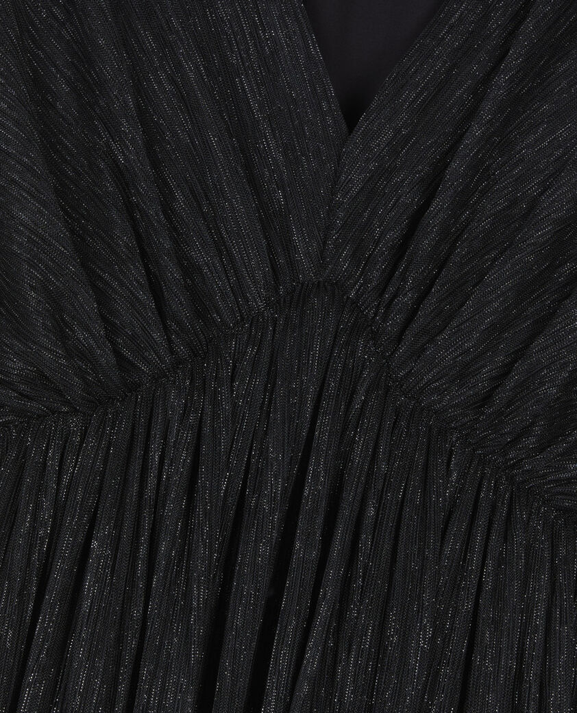 The Kooples FEMME BLACK robe longue en jersey métallisé noir