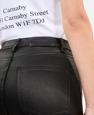 The Kooples FEMME BLACK jean slim effet cuir noir