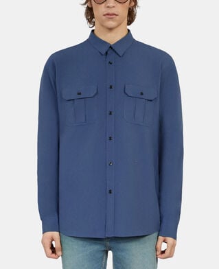 The Kooples MEN MIDDLE NAVY royal blue shirt