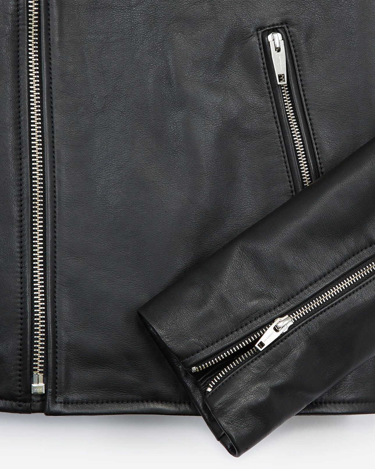 The Kooples HOMME BLACK blouson cuir noir perfecto col motard