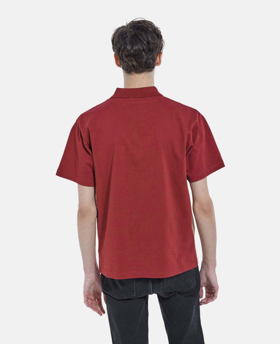 The Kooples H BORDEAUX burgundy polo with multicolored patchwork