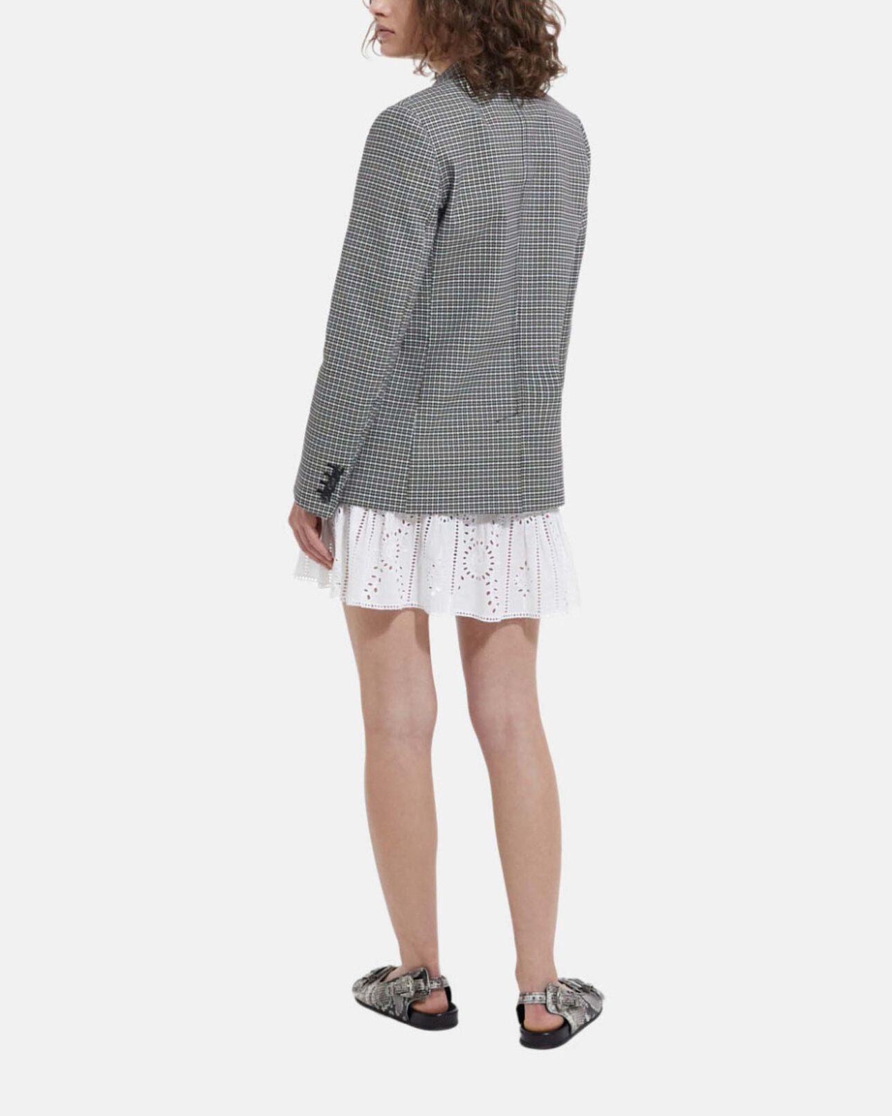 The Kooples FEMME WHITE jupe habillée blanche courte coton brodée